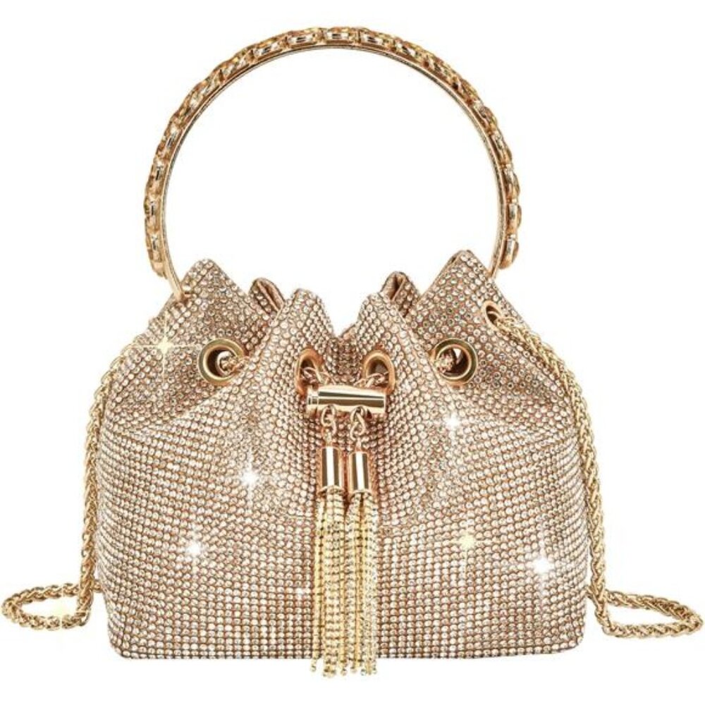 TOPALL Upgrade Rhinestone Evening Bag Bling Purse Sparkly Diamond Silver Clutch